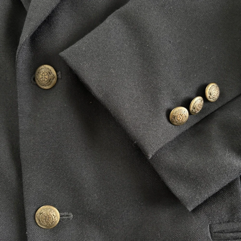 Bert Pulitzer Mens Classic Navy Blazer Wool Blend Gold ButtonsCasual Jacket‎ 46L